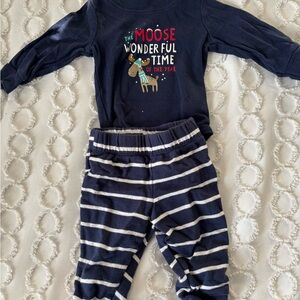 Carter's Navy and White Moose Matching Set